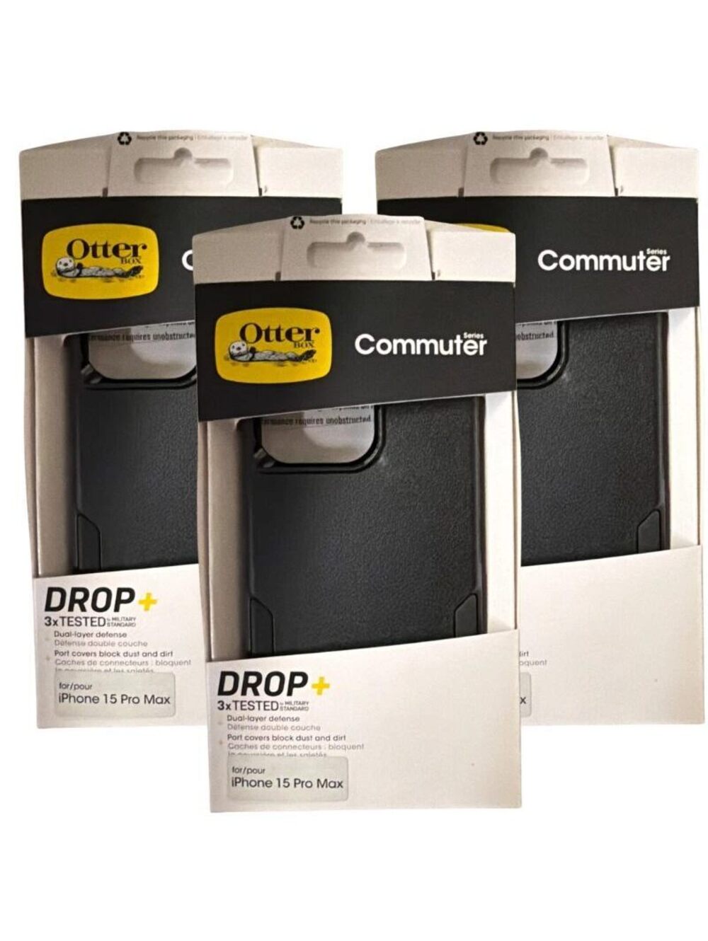 OtterBox Commuter iPhone 15 Pro Max Case Black Wireless Charging 3 Pack New